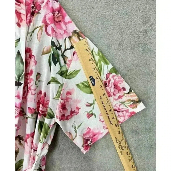Show Me Your Mumu Brie Robe One Size Floral White Pink Wrap Scoop Kimono Belt - Picture 8 of 9